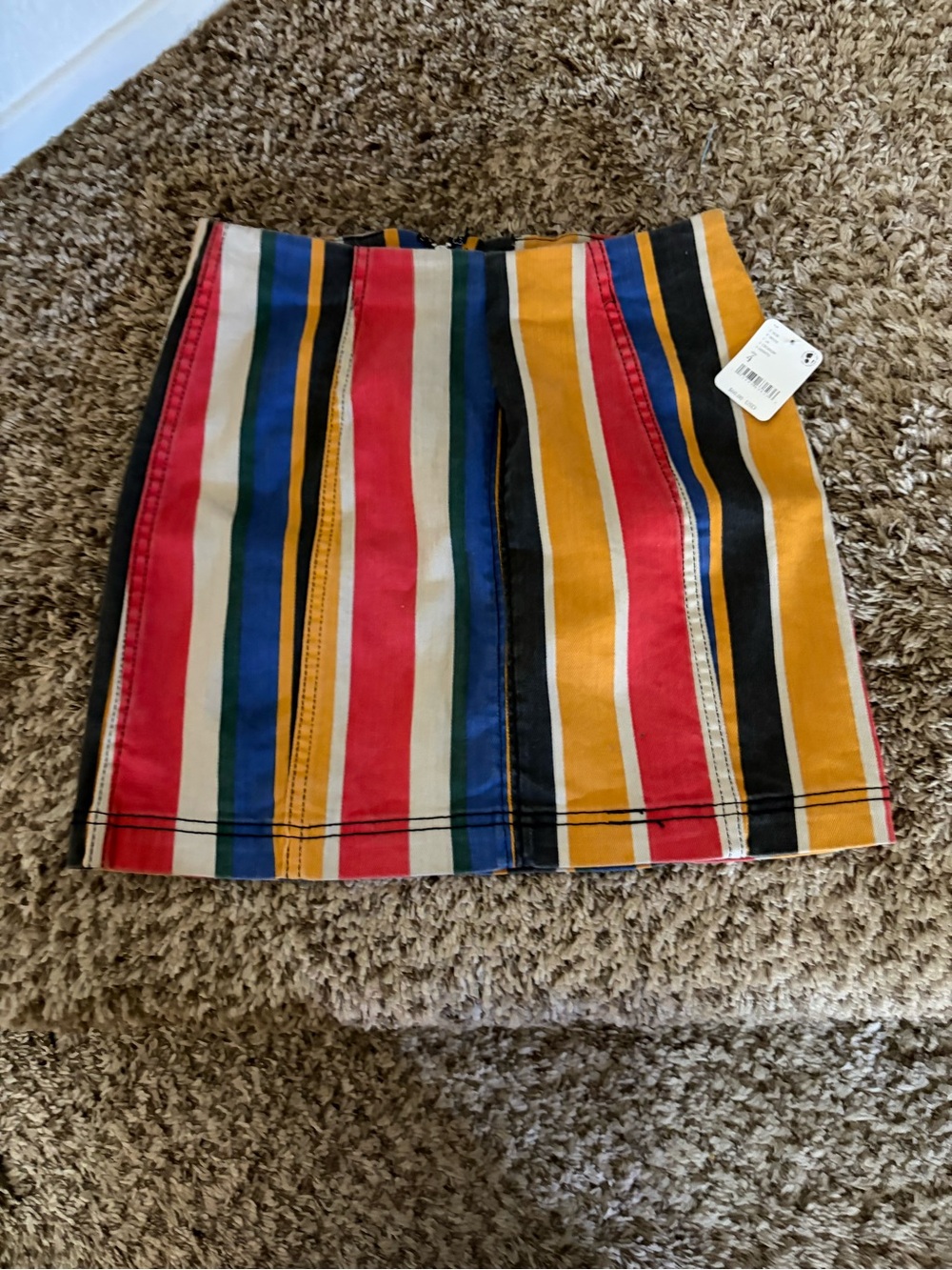 Free People Bold Vertical Stripe Mini Skirt in Multi